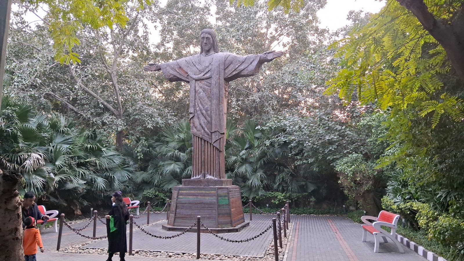 Scrap-metal Christ the Redeemer replica at Waste to Wonder Park in Delhi